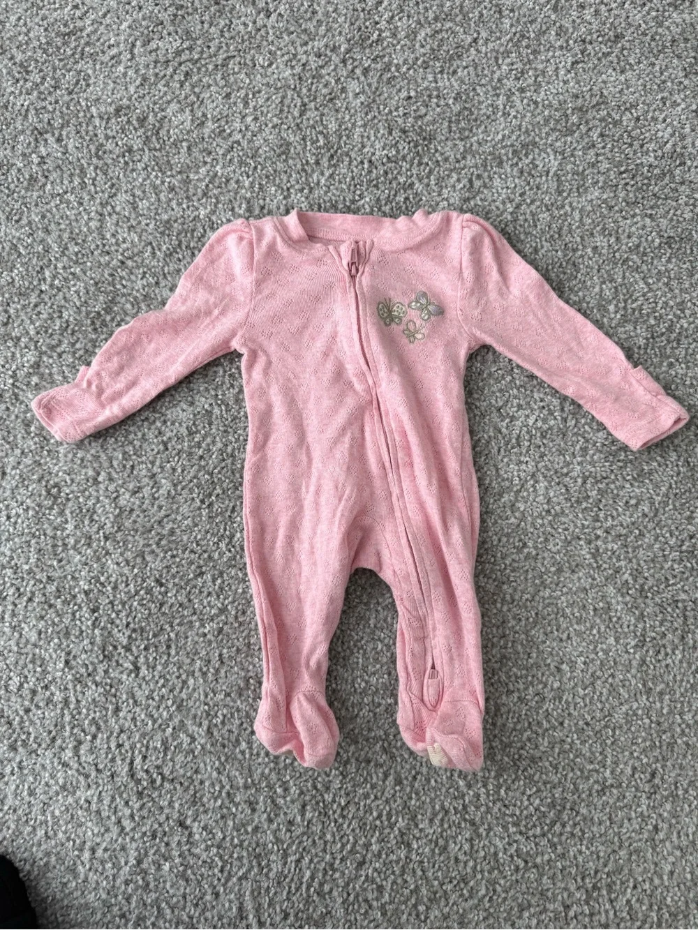 ✨Huggies Pink Baby Footed One-Piece with Butterfly Accent✨